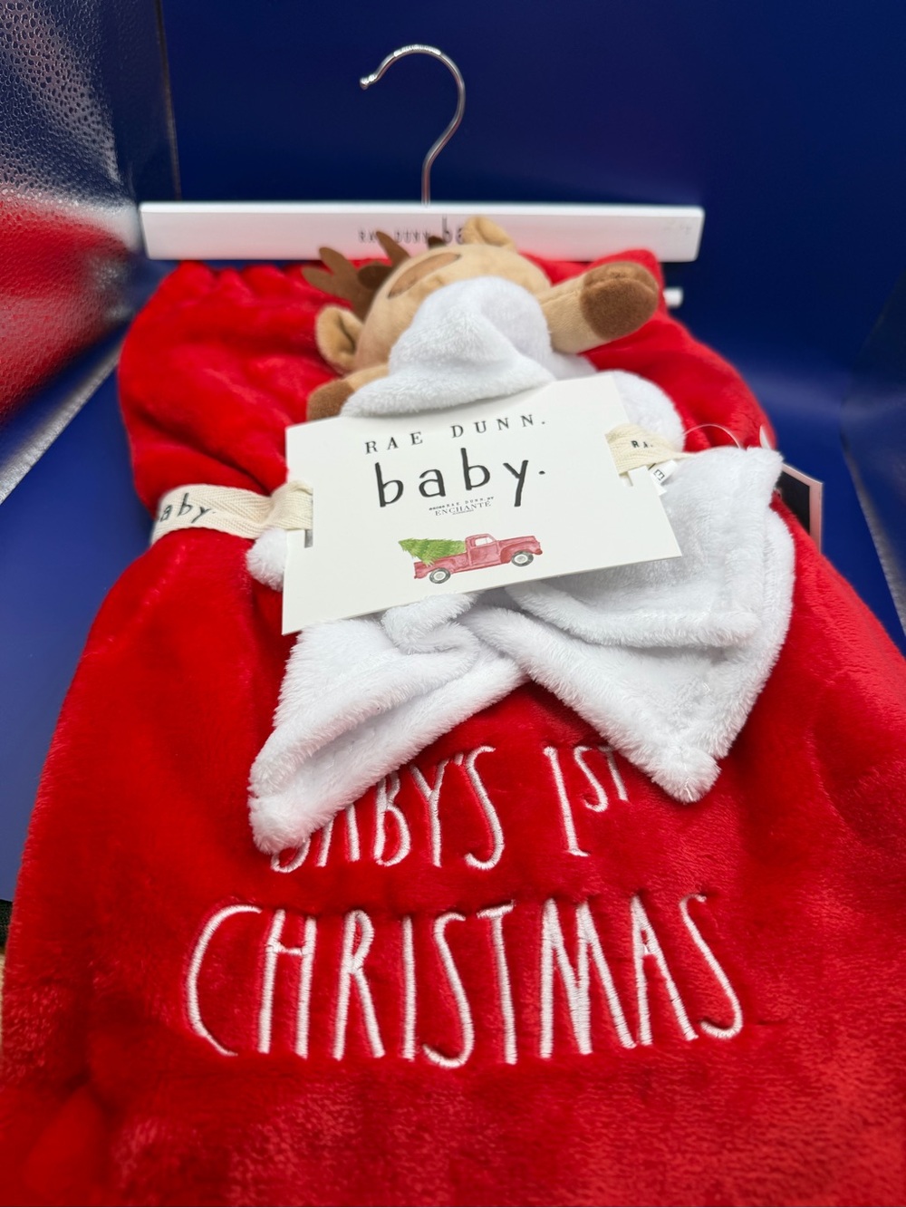 Rae Dunn Plush Baby’s 1st Christmas Blanket with Stuffed Reindeer - Picture 1 of 3